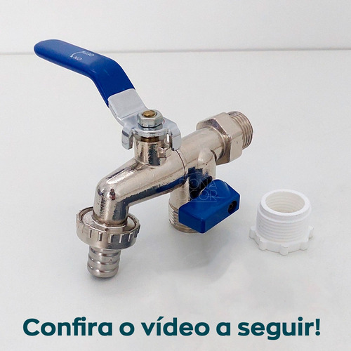Torneira Dupla Tanque Metal Esfera 1/4 Volta Multifuncional