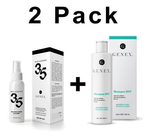 Xcellerate 35 + Shampoo Dht Genex 2 Pack Crecimiento Cabello