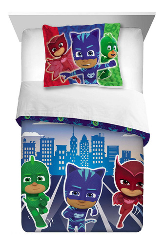 Set De 2 Piezas Edredón Y Funda Talla Sencillo Pj Masks