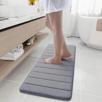 Comprar Buganda Alfombra De Baño De Espuma Viscoelástica, Ultra Suave Y Antideslizante, Absorbente De Agua Y Lavable A Máquina, Alfombra De Baño Para Baño, Ducha Y Tina, 17 X 47 Pulgadas, Gris Oscuro