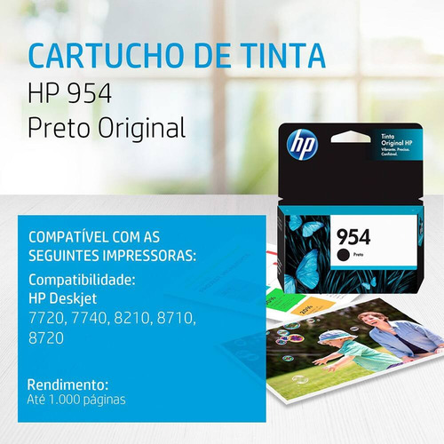 Hp 954 Original Negro 23.5 Ml Cartucho De Tinta