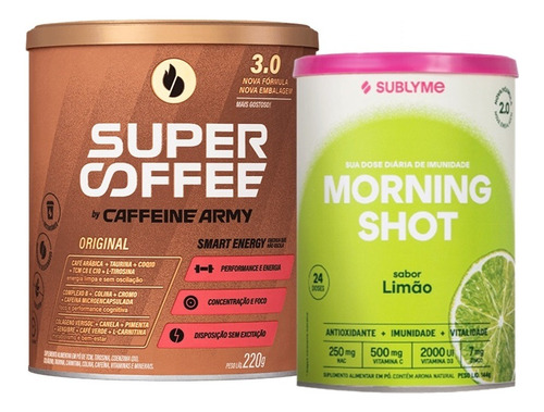 Kit Supercoffee 3.0 220g Sabores + Morning Shot 2.0 Limão Sabor Tradicional+limão