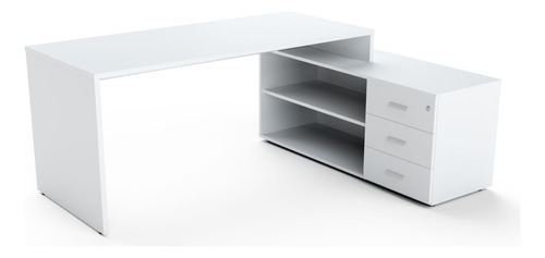 Escritorio Oficina Cajón Melamina Credenza - Piani 21 140cm Color Blanco