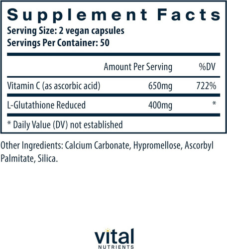 Glutatión Liposomal 400 Mg Vital Nutrients 100 Cápsulas