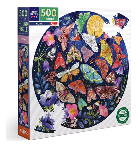 Eeboo Piece And Love Moths 500 Piezas Redondas Para Adultos 