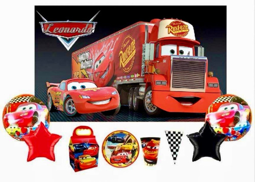 Cars Rayo Mcqueen Fiesta Kit 40 Pz Lona Personalizada Party