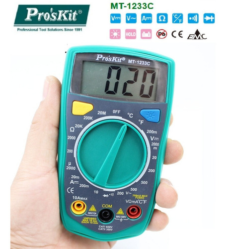 Imagen 6 de 8 de Tester Digital Proskit Temperatura Buzzer Luz Hold Mt-1233c