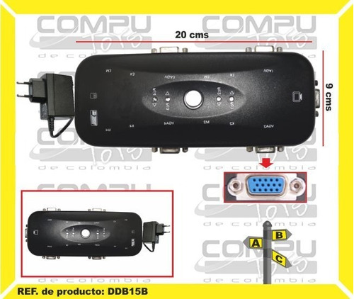 Selector Electronico Vga 4x1 Ref: Ddb15b Computoys Sas