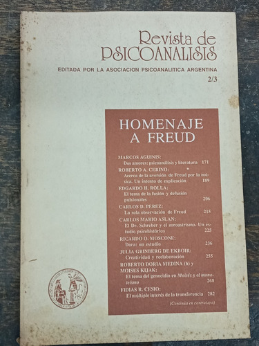 Revista De Psicoanalisis Nº 2 * Homenaje A Sigmund Freud *