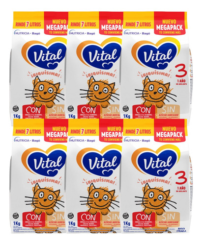 Combo X6 Vital 3 Leche De Fórmula Bolsa 1kg