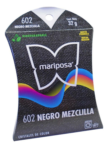 Colorante Para Telas Mariposa Cristales Con Fijador Colores Color Negro Mezclilla 602
