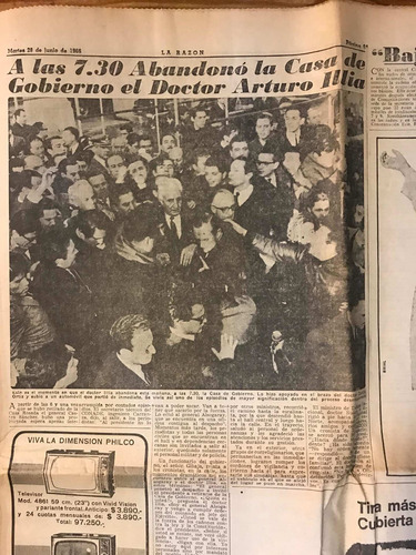 El General Ongania Asume La Presidencia. La Razón. 28-6-66