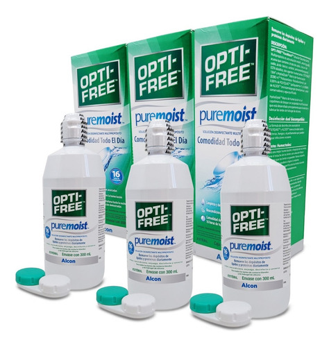 3 Pack Solución Lentes De Contacto Optifree Pure Moist 300ml