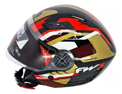 Capacete Fw3 X Open Up Fox Dourado C/ Vermelho N 060 Cor Dourado com Vermelho Desenho Solid Tamanho do capacete 60