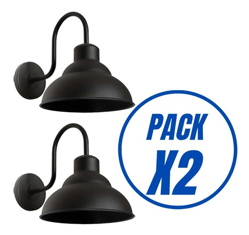 Imagen 1 de 8 de Pack X2 Lampara Aplique Pared Galponero Vintage Apto Led