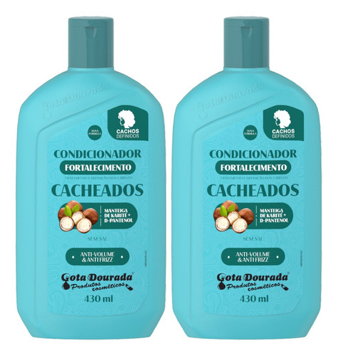 Condicionador Gota Dourada 430ml Fort Cacheados - Kit 2un