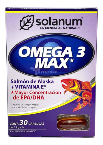 Omega 3 Max Salmon De Alaska Y Viatamina E 30 Caps Solanum