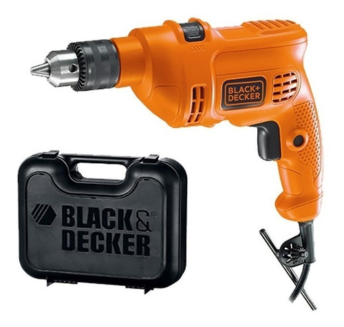 Taladro percutor eléctrico de 10mm Black+Decker TM500K 500W + accesorio con maletín de transporte 220V 50Hz
