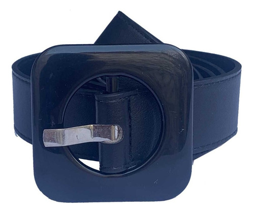 Cinturon De Simil Cuero Hebilla Retro Compañia De Sombreros Color Negro Talle Único