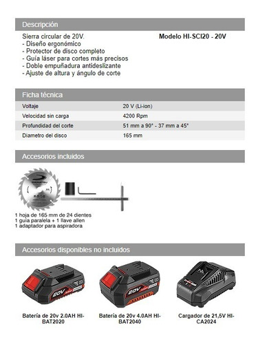 Sierra Circular 165mm + Sierra Caladora Kit Inalambrico 20v