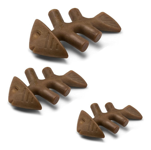 Juguete Benebone Fishbone de nailon con forma de hueso grande para perros, color marrón