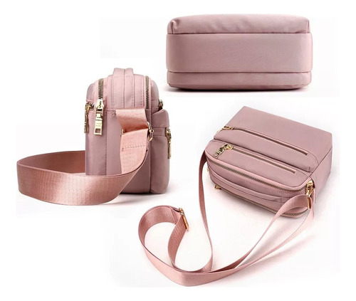 - Bolso Bandolera Con MĂșltiples Cremalleras Para Mujer