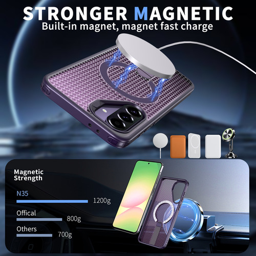 Funda De Teléfono Para Samsung Galaxy S25 Ultra Plus S24fe A16, A55, A56, Malla Magnética, Disipación De Calor, A Prueba De Golpes