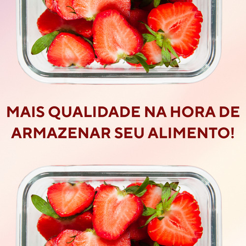 Jogo 2 Pote Hermético Com Divisória Vidro 1l Marmita Freezer