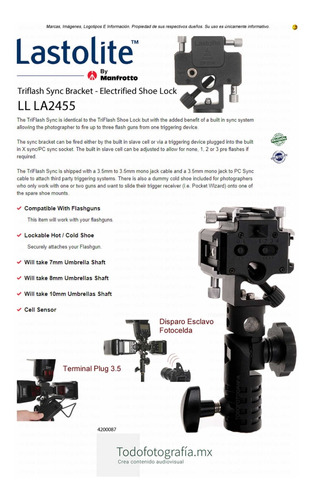 Ll La2455 Lastolite Bracket Disparo 3 Flashes Zapata Calien