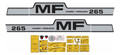 Kit Adesivo Faixa Trator Massey Ferguson Mf 265 + Etiquetas 