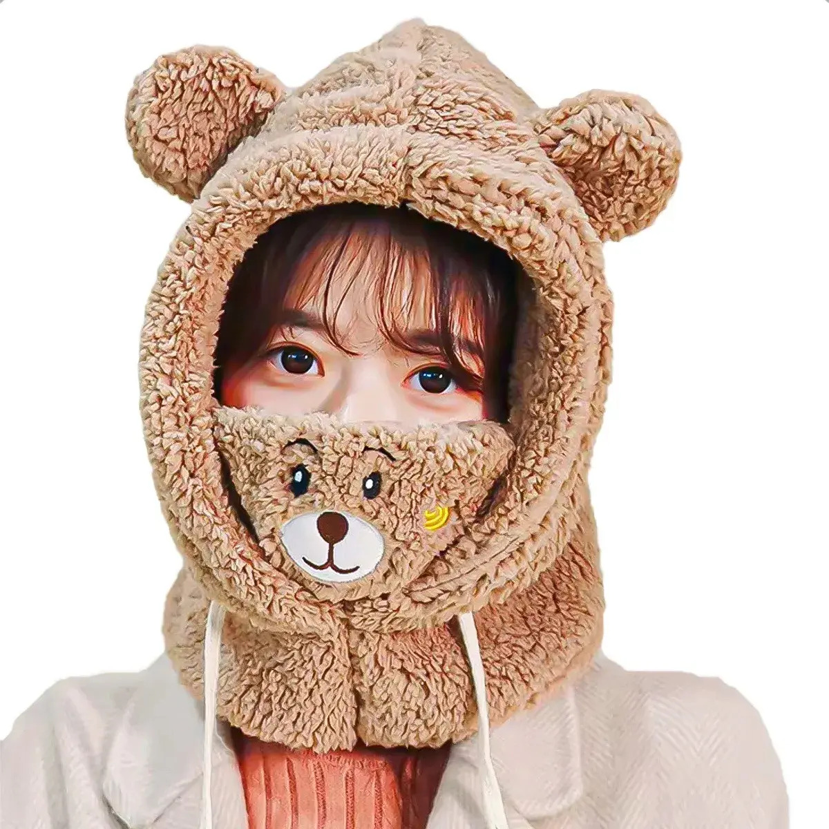 Chapéu de inverno, chapéu de lã, chapéu de urso, chapéu chiporro, pescoço, chapéus de lã, homens, adultos, design de cordão, colares, lenços, unissex, feminino, chapéu de inverno,