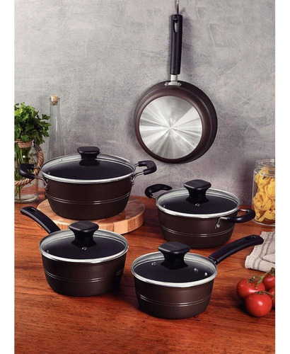 Set Ollas Bateria Cocina 5 Piezas Tramontina Sicilia Gris