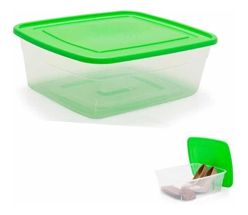 Toper Caja Trasparente Organizadora Tapa Hermética Verde 13l