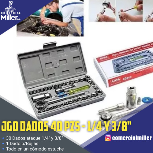 Juego Dados Ataque 1/4-3/8 - 40 Piezas Con Estuche