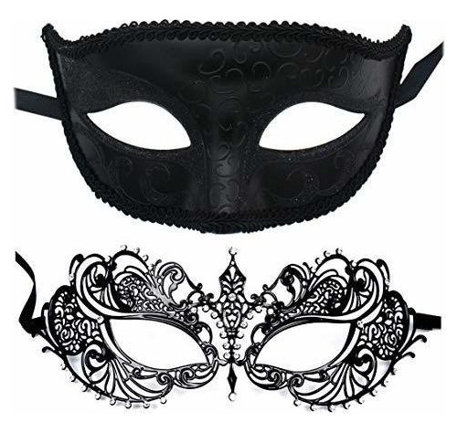 Paquete De 2 Máscaras De Mascarada Para Parejas, Venecianas