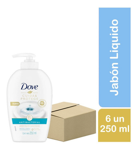 Pack X 6 Un Dove Jabon Liquido Cuida Y Protege X 250 Ml