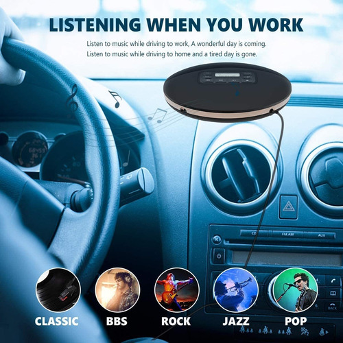Reproductor De Cd Portatil Hott | Compacto Personal | Negro