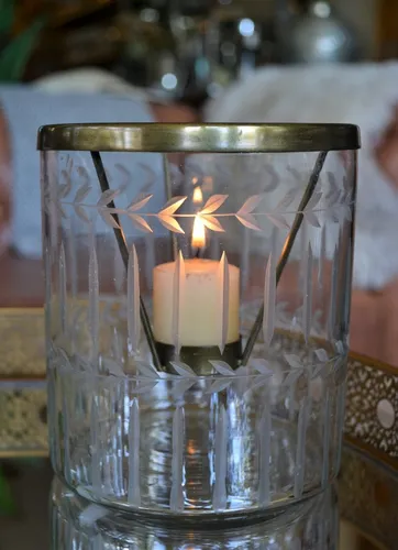 Set X2 Fanales Porta Velas C/aro De Metal