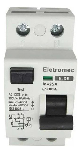 Interruptor Diferencial 25a 2p 30ma 400v Eletromec