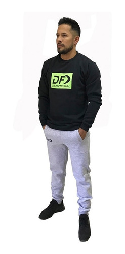 Imagen 3 de 5 de Buzo + Pantalón Negro Conjunto Largo Talles Especiales Df