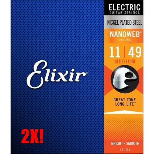 Kit 2 Encordoamento Elixir 11 P/ Guitarra - Frete Gratis