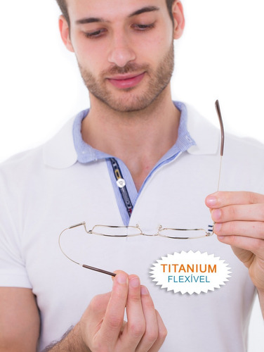 Imagem 5 de 8 de Armação Titânium Oculos Flexível Og 3066-c Aro Fechado Leve
