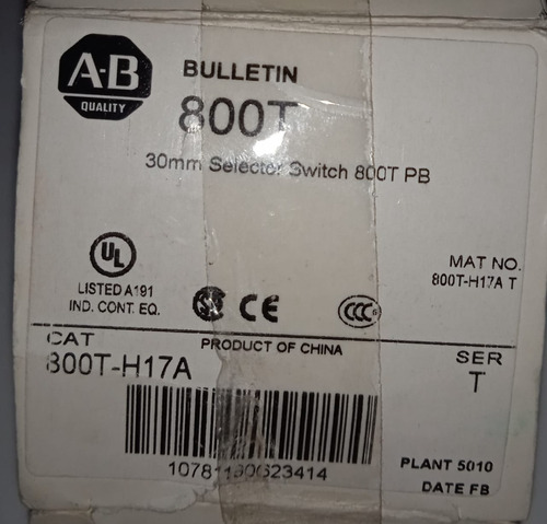 Allen Bradley, Modelo: 800t-h17a (Usado)