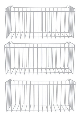 Kit 3 Cesto Aramado Fruteira De Parede Sem Divisória N5 Aço