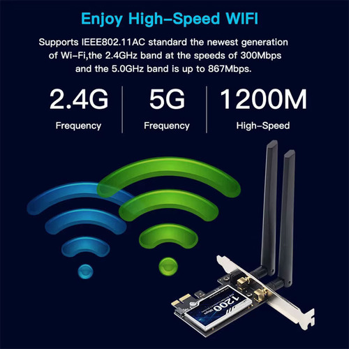 Placa Wireless Wifi Dual Band 5ghz 867mbps Computador Bt 4.0