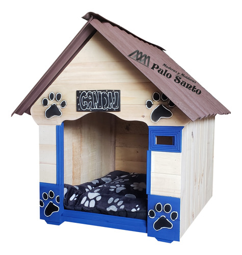 Casa Para Perros (70x60cm) + Colchoneta + Nombre + Envió 