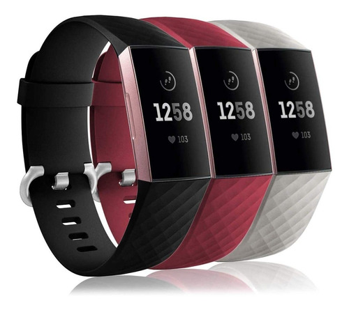 3 Mallas Para Reloj Fitbit Charge 3/4 Large Sg-b-wr