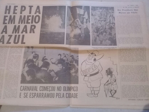 Folha Esportiva Grêmio Hepta Campeão 1968 Raridade