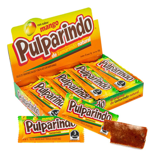 Pulparindo Sabor Mango De La Rosa 20 Pzas