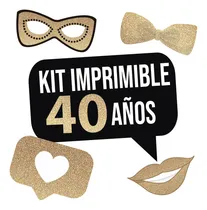 Comprar Imprimible Photo Props Cartelito 40 Años Cumpleaños Glitter